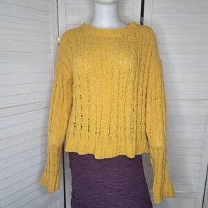 💗 $5 in BUNDLE💗Love Tree Mustard Yellow Chunky Knit Sweater Sz L NEW